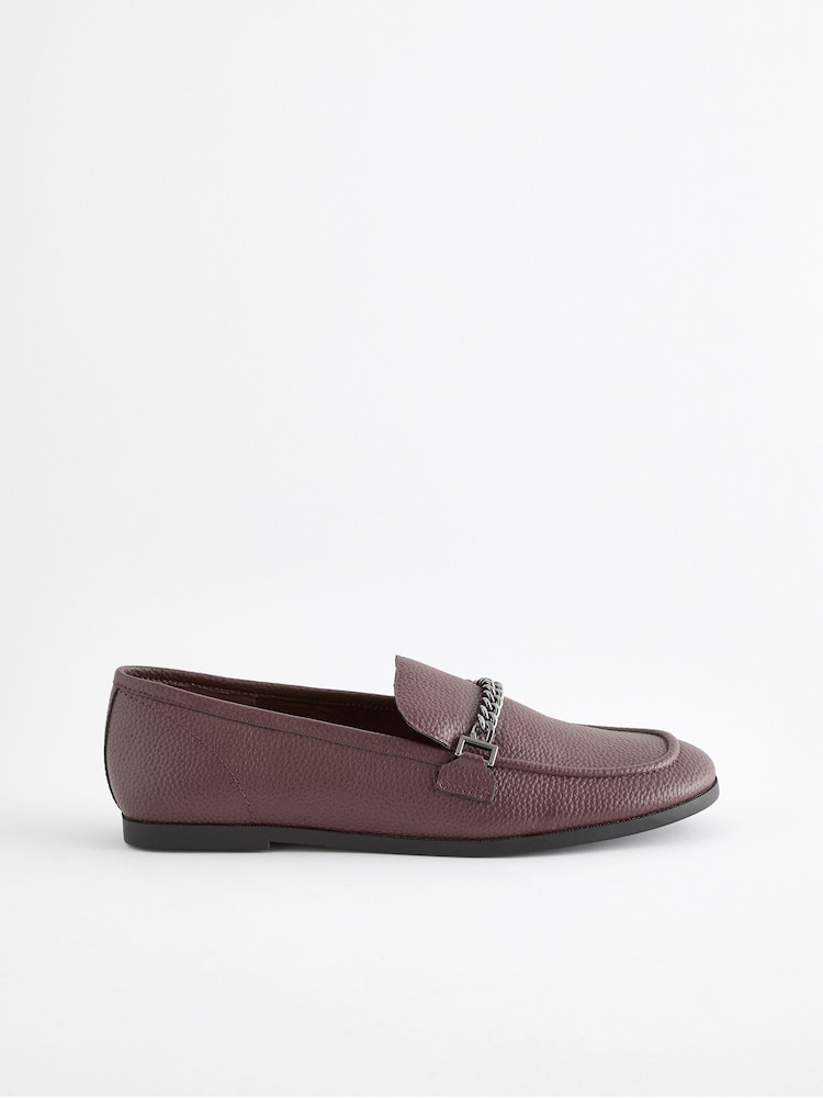 Burgundy Red Forever Comfort Round Toe Slim Chain Loafers - Image 7 of 11