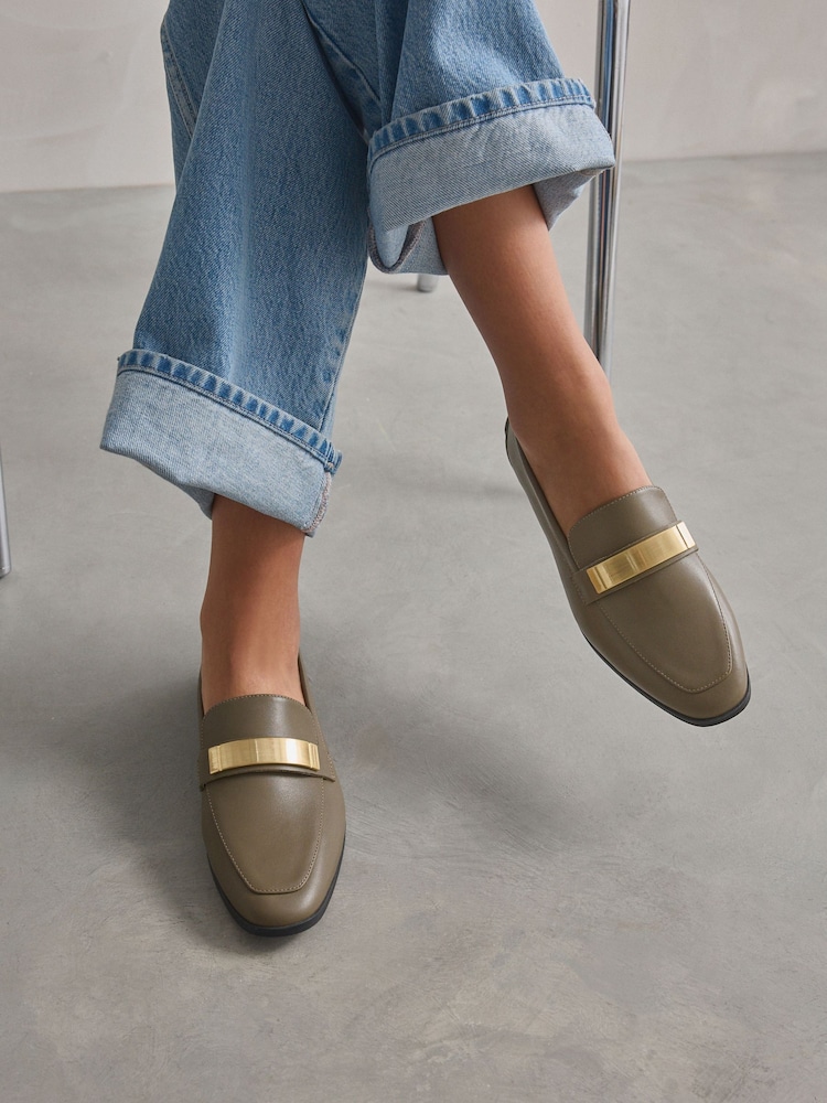 Kaki zelena - Usnje Forever Comfort® Slim Hardware mokasini - Slika 1 iz 11 Kaki zelena - Usnje Forever Comfort® Slim Hardware mokasini - Slika 1 iz 11