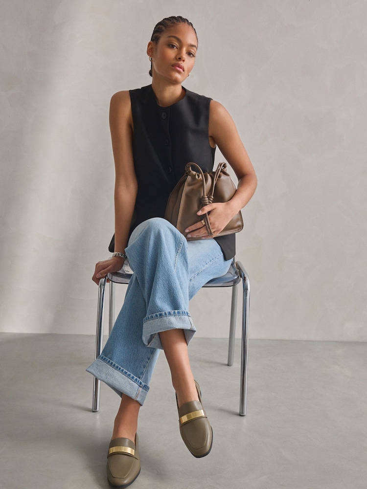 Kaki zelena - Usnje Forever Comfort® Slim Hardware mokasini - Slika 2 iz 11 Kaki zelena - Usnje Forever Comfort® Slim Hardware mokasini - Slika 2 iz 11