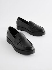 Black Forever Comfort® Leather Chunky Loafers - Image 1 of 5