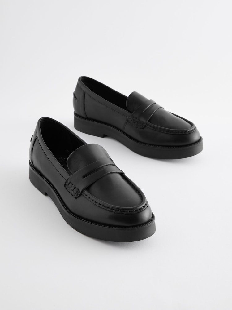 Black Forever Comfort® Leather Chunky Loafers - Image 1 of 5