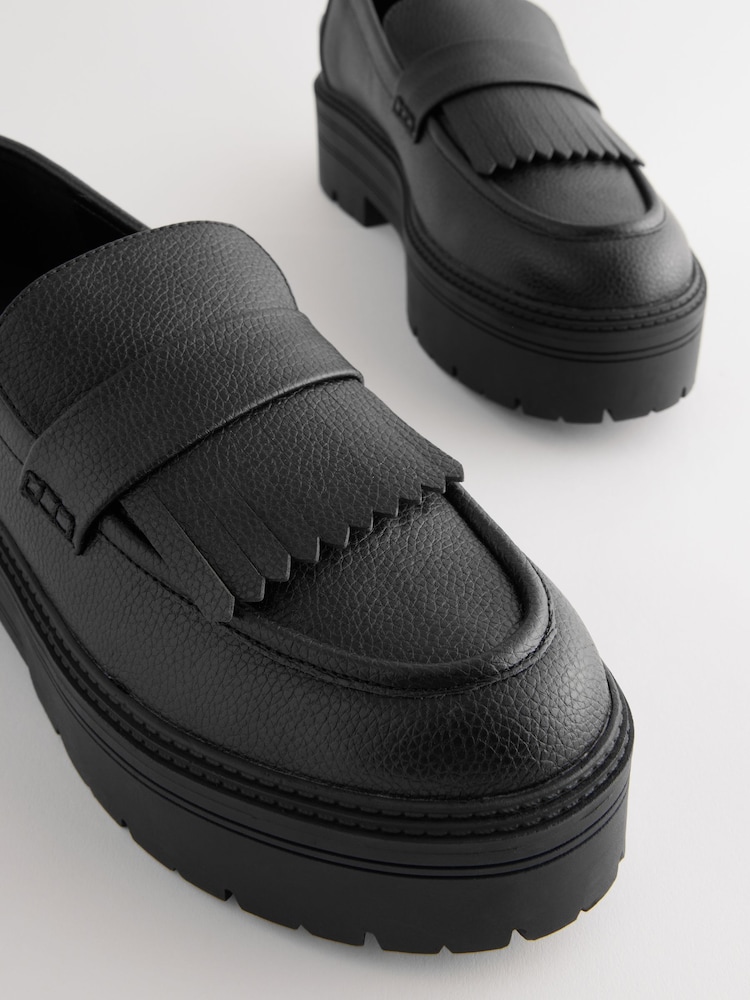 Black Forever Comfort Chunky Fringe Loafers - Image 7 of 10