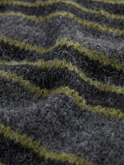 Green/Grey EDIT Regular Knitted Stripe Crew Jumper - Image 6 of 6