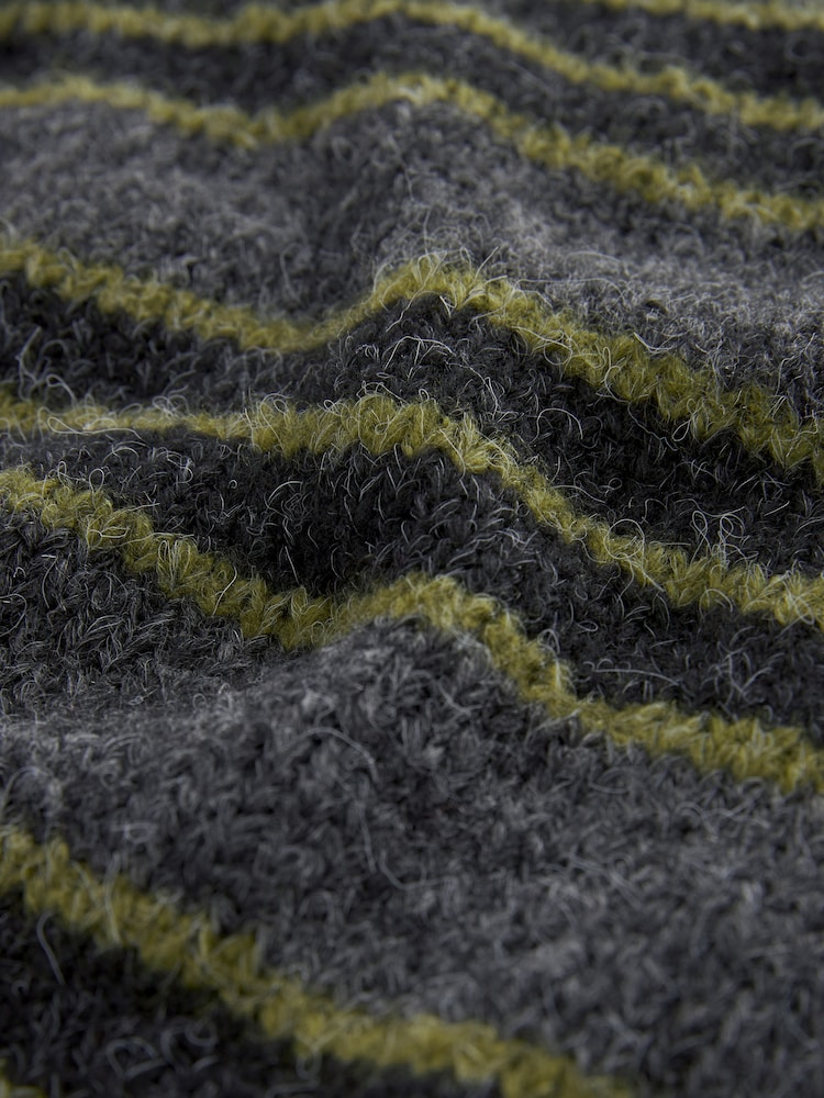 Green/Grey EDIT Regular Knitted Stripe Crew Jumper - Image 6 of 6