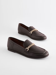Black Forever Comfort Round Toe Slim Chain Loafers - Image 2 of 6