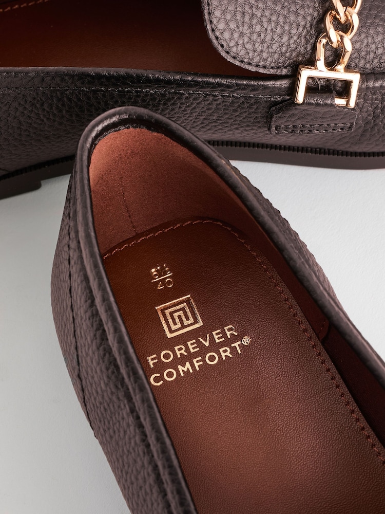 Black Forever Comfort Round Toe Slim Chain Loafers - Image 4 of 6