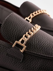Black Forever Comfort Round Toe Slim Chain Loafers - Image 5 of 6