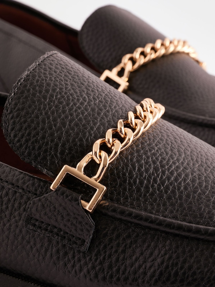 Black Forever Comfort Round Toe Slim Chain Loafers - Image 5 of 6