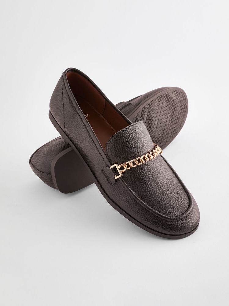 Black Forever Comfort Round Toe Slim Chain Loafers - Image 6 of 6