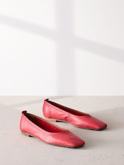 Pink Signature Square Toe Leather Ballerinas - Image 5 of 10