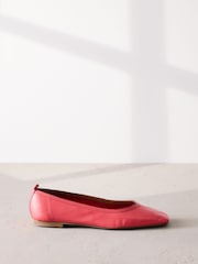 Pink Signature Square Toe Leather Ballerinas - Image 6 of 10