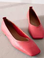 Pink Signature Square Toe Leather Ballerinas - Image 7 of 10