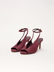 Phase Eight Red Suede Heeled Sandals - Image 4 of 7