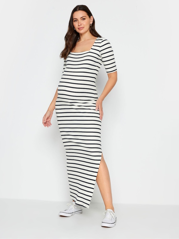 Long Tall Sally White Maternity Ribbed Dress - Image 1 of 4 Long Tall Sally White Maternity Ribbed Dress - Image 1 of 4