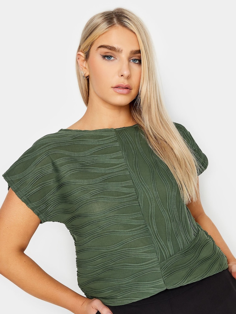 M&Co Green Textured Short Sleeve Top - Image 1 of 4 M&Co Green Textured Short Sleeve Top - Image 1 of 4
