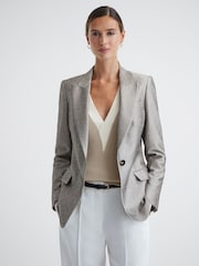 Reiss Gold Tilly Contrast Trim Metallic V-Neck Jumper - Image 2 of 5