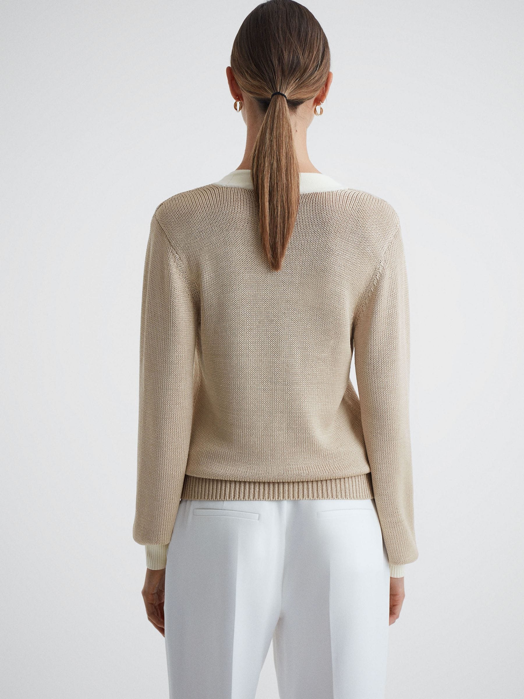 Buy Reiss Gold Tilly Contrast Trim Metallic V Neck Jumper from Next Luxembourg