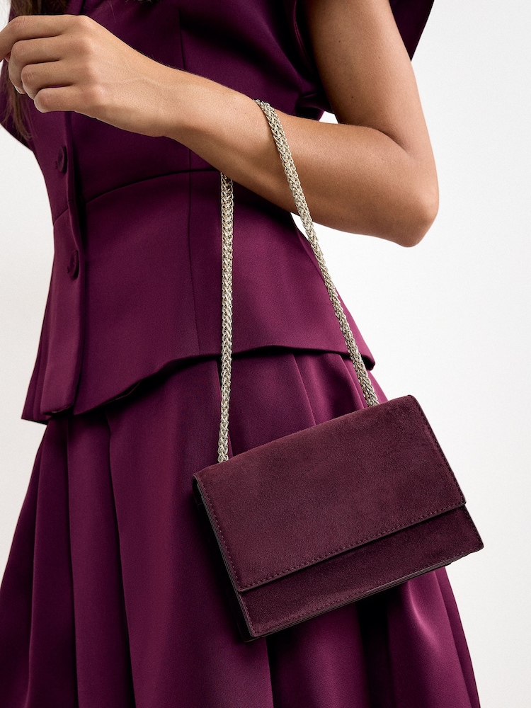 Phase Eight Red Suede Handle Clutch - Image 1 of 7 Phase Eight Red Suede Handle Clutch - Image 1 of 7
