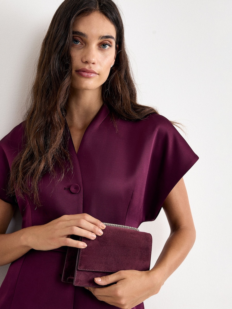 Phase Eight Red Suede Handle Clutch - Image 2 of 7 Phase Eight Red Suede Handle Clutch - Image 2 of 7