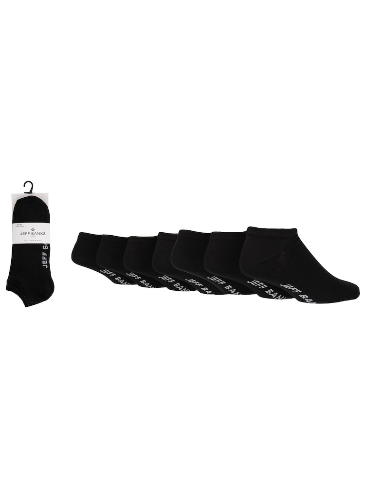 Jeff Banks Black Classic Trainer Liners Socks 7 Pack - Image 2 of 5
