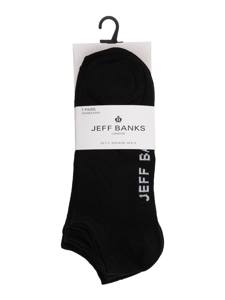 Jeff Banks Black Classic Trainer Liners Socks 7 Pack - Image 4 of 5
