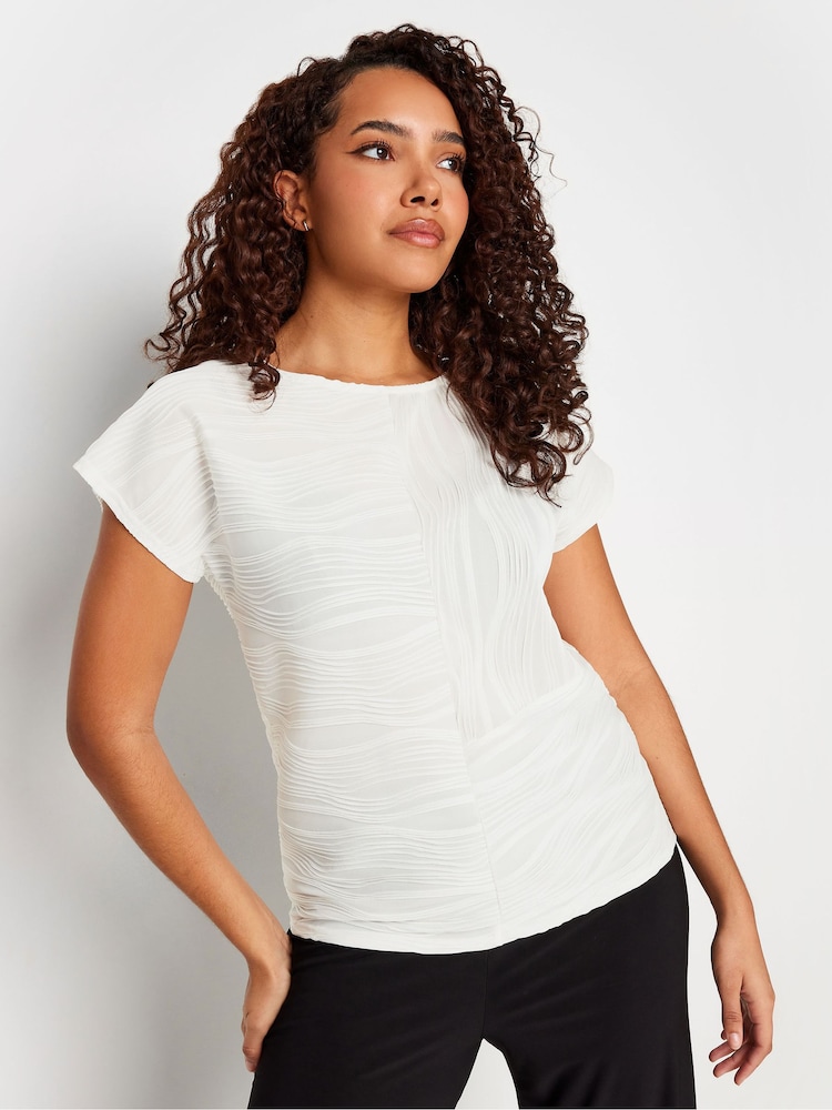M&Co White Textured Short Sleeve Top - Image 1 of 5
