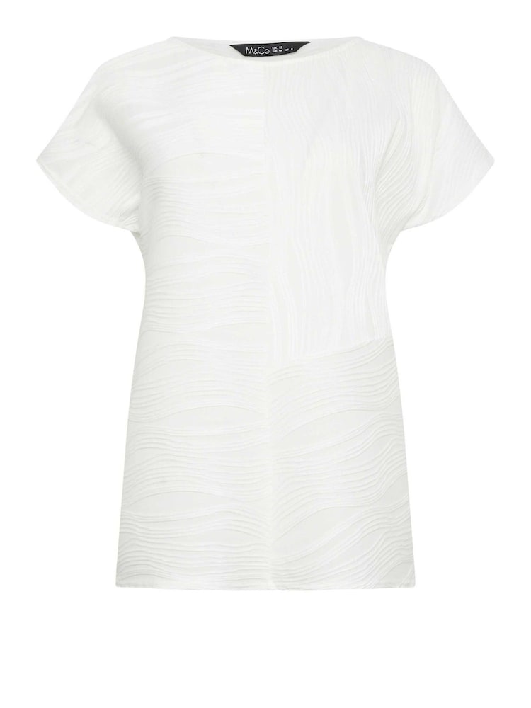 M&Co White Textured Short Sleeve Top - Image 5 of 5