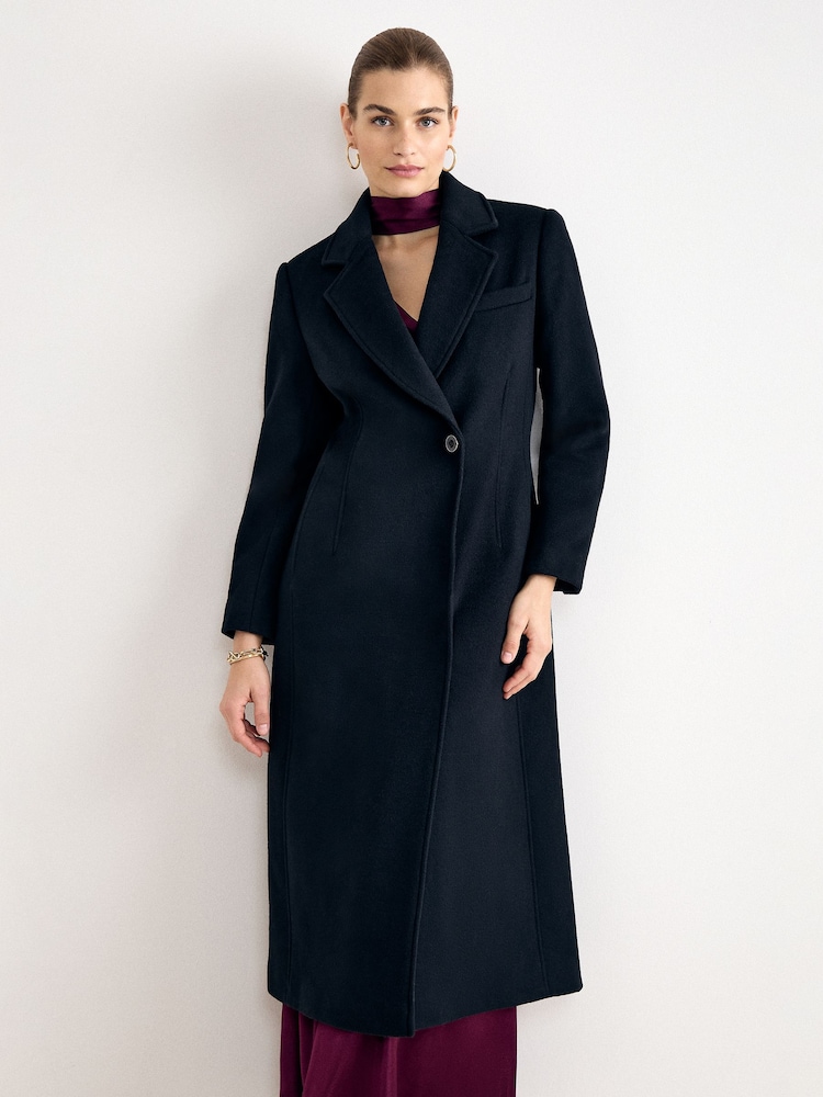 Phase Eight Black Petite Cailyn Maxi Coat - Image 1 of 8 Phase Eight Black Petite Cailyn Maxi Coat - Image 1 of 8