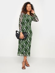 M&Co Green Long Sleeve Mesh Dress - Image 1 of 4