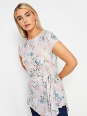 Pink - M&Co Short Sleeve Tie Waist Asymetric Top - Bild 1 von 4
