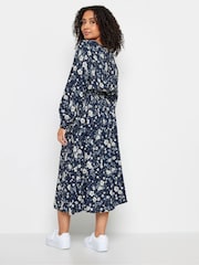 M&Co Blue Petite Butterfly Print Smock Midi Dress - Image 2 of 5