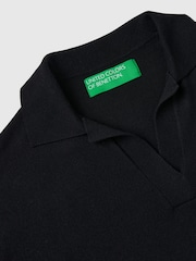 Benetton V-Neck Collared Knit Black Dress - Image 4 of 4