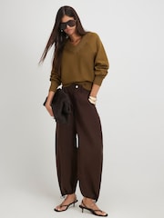 River Island Green Cotton V-Neck Jumper - Image 3 of 4