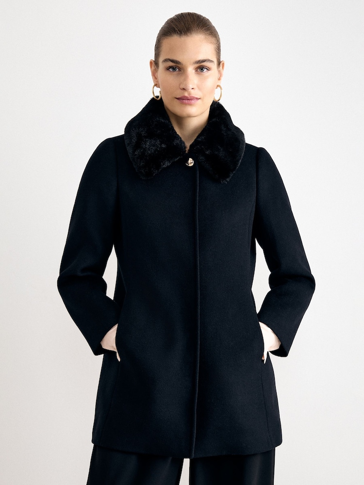 Phase Eight Black Petite Issy Coat - Image 1 of 7 Phase Eight Black Petite Issy Coat - Image 1 of 7