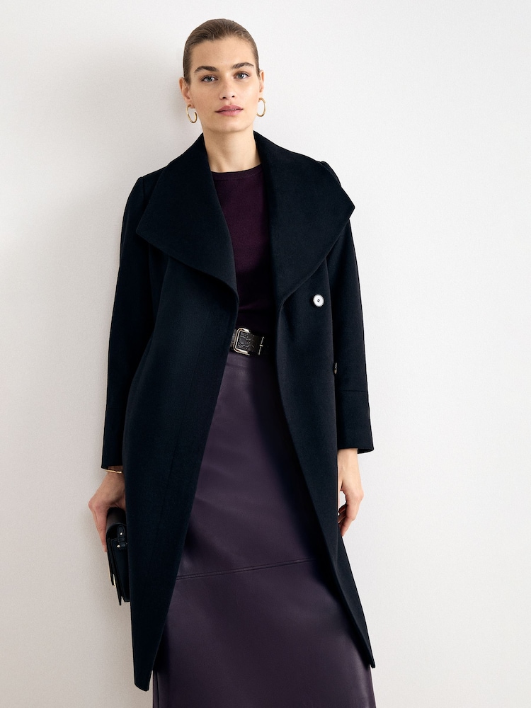 Phase Eight Black Nicci Wool Coat - Image 1 of 7 Phase Eight Black Nicci Wool Coat - Image 1 of 7