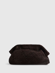 River Island Brown Suede Woven Clutch Bag - Image 2 of 6