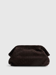 River Island Brown Suede Woven Clutch Bag - Image 3 of 6