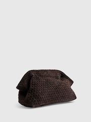 River Island Brown Suede Woven Clutch Bag - Image 4 of 6