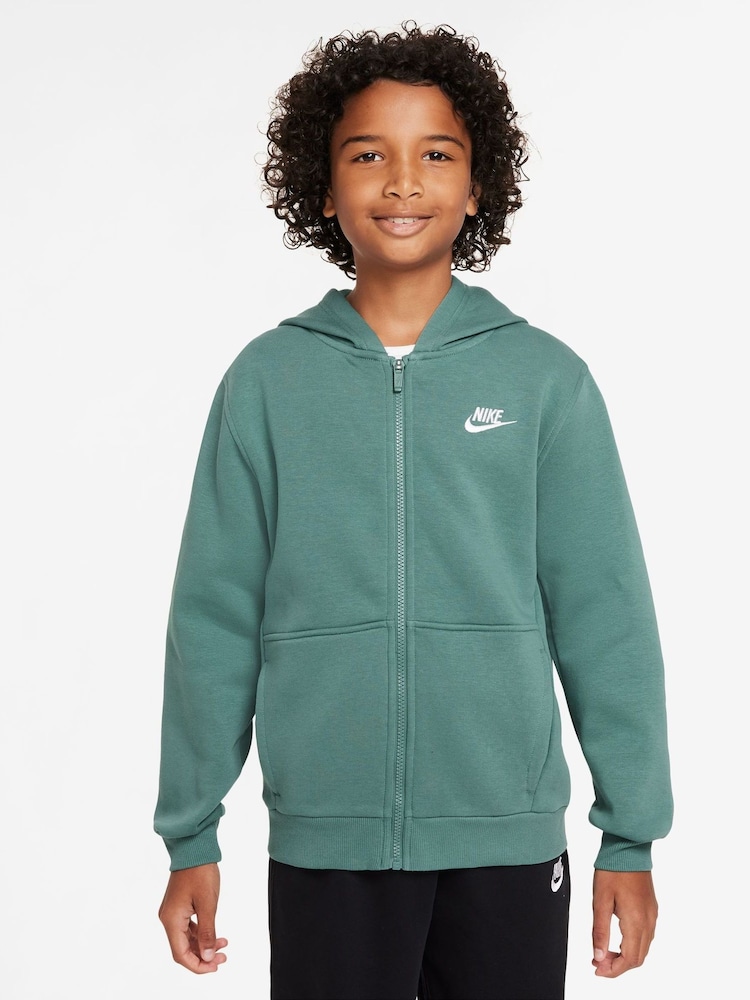 Nike Green Club Fleece Zip Through Hoodie - Image 1 of 3