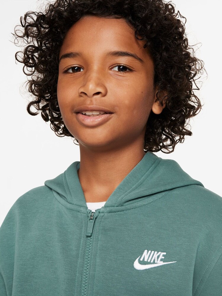 Nike Green Club Fleece Zip Through Hoodie - Image 3 of 3