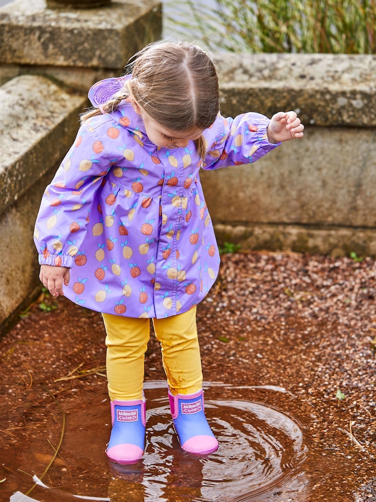 JoJo Maman Bébé Lilac Fruit Print Gathered Waterproof Jacket - Image 1 of 6