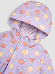 JoJo Maman Bébé Lilac Fruit Print Gathered Waterproof Jacket - Image 5 of 6