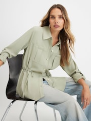 River Island Green Soft Crepe Drawstring Waist Shirt - Image 1 of 4