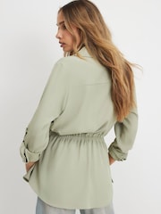 River Island Green Soft Crepe Drawstring Waist Shirt - Image 3 of 4