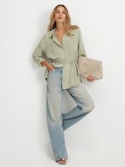 River Island Green Soft Crepe Drawstring Waist Shirt - Image 4 of 4