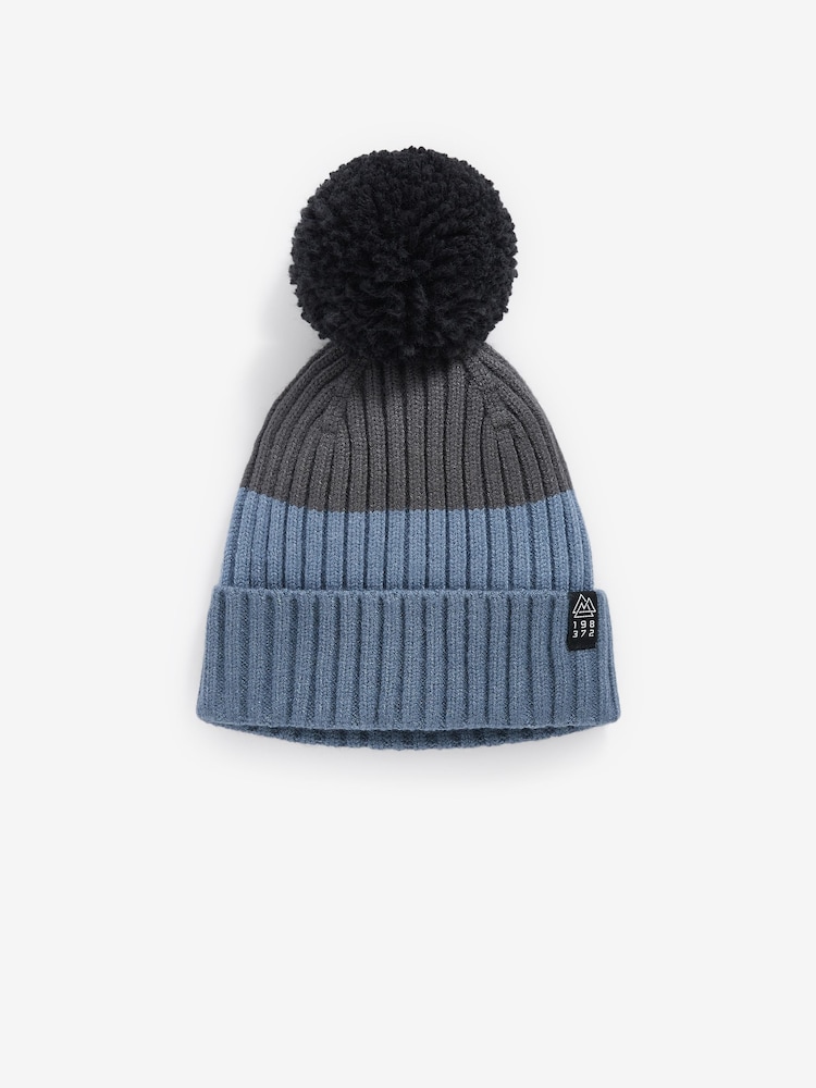 Mineral Blue Stripe Knitted Hat And Snood Set (1-16yrs) - Image 2 of 4 Mineral Blue Stripe Knitted Hat And Snood Set (1-16yrs) - Image 2 of 4