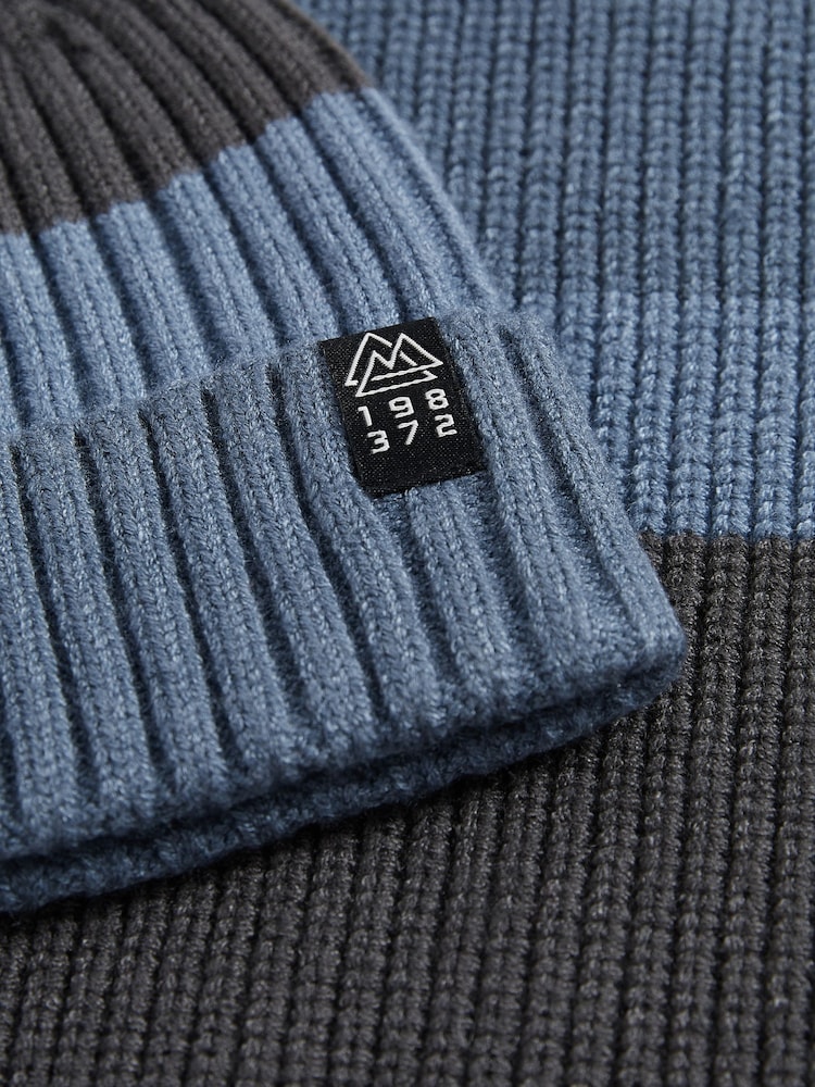 Mineral Blue Stripe Knitted Hat And Snood Set (1-16yrs) - Image 4 of 4 Mineral Blue Stripe Knitted Hat And Snood Set (1-16yrs) - Image 4 of 4