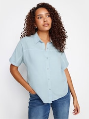 M&Co Blue Chambray Short Sleeve Shirt - Image 1 of 5
