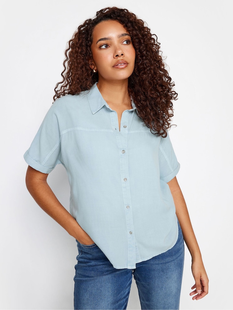 M&Co Blue Chambray Short Sleeve Shirt - Image 1 of 5
