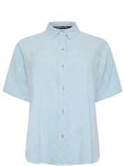 M&Co Blue Chambray Short Sleeve Shirt - Image 5 of 5